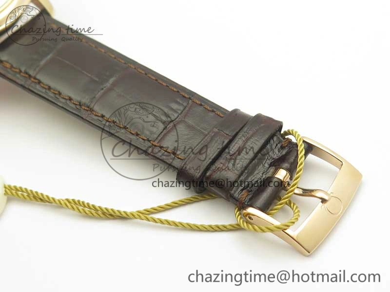 De Ville RG MKF 1:1 Best Edition Silver Dial RG Markers on Brown Leather Strap MIYOTA 9015 V4