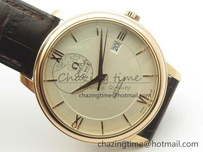 De Ville RG MKF 1:1 Best Edition Silver Dial RG Markers on Brown Leather Strap MIYOTA 9015 V4