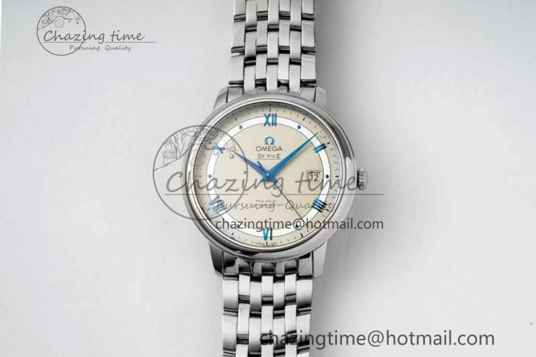 De Ville SS DIWF 1:1 Best Edition Gray White Dial Blue Markers on SS Bracelet MIYOTA 9015