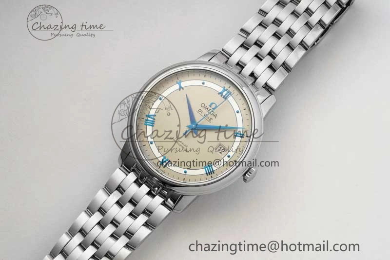 De Ville SS DIWF 1:1 Best Edition Gray White Dial Blue Markers on SS Bracelet MIYOTA 9015