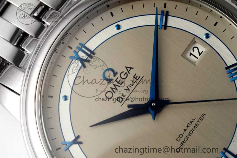 De Ville SS DIWF 1:1 Best Edition Gray White Dial Blue Markers on SS Bracelet MIYOTA 9015