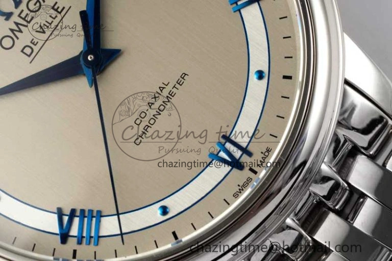 De Ville SS DIWF 1:1 Best Edition Gray White Dial Blue Markers on SS Bracelet MIYOTA 9015