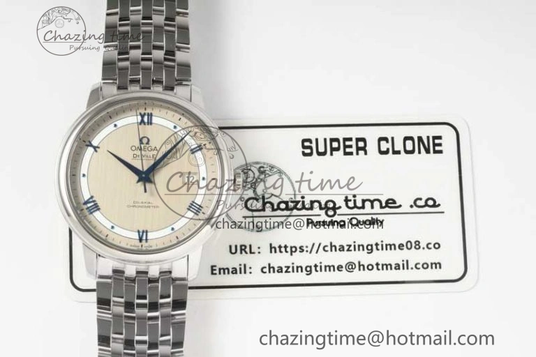 De Ville SS DIWF 1:1 Best Edition Gray White Dial Blue Markers on SS Bracelet MIYOTA 9015