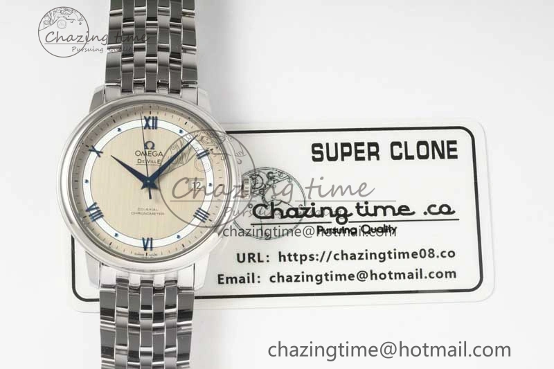 De Ville SS DIWF 1:1 Best Edition Gray White Dial Blue Markers on SS Bracelet MIYOTA 9015