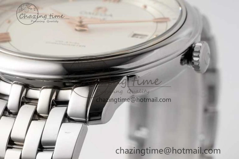 De Ville SS DIWF 1:1 Best Edition White Dial RG Markers on SS Bracelet MIYOTA 9015