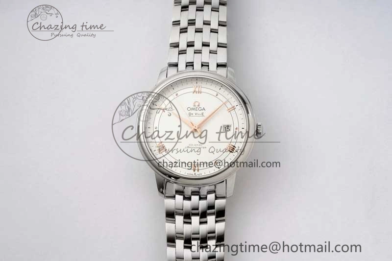 De Ville SS DIWF 1:1 Best Edition White Dial RG Markers on SS Bracelet MIYOTA 9015