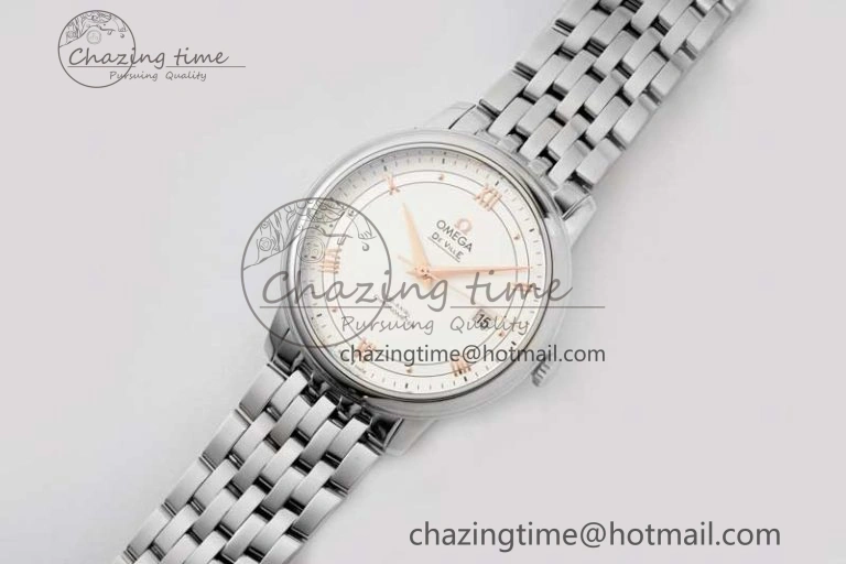 De Ville SS DIWF 1:1 Best Edition White Dial RG Markers on SS Bracelet MIYOTA 9015