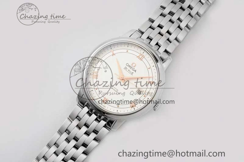De Ville SS DIWF 1:1 Best Edition White Dial RG Markers on SS Bracelet MIYOTA 9015