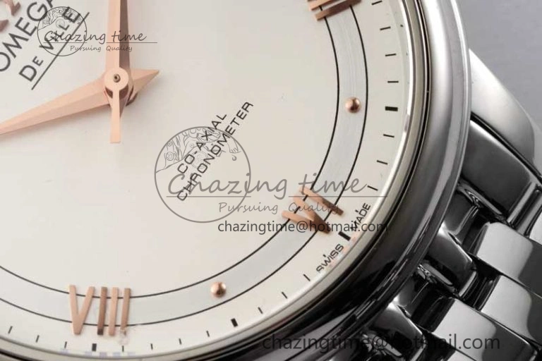 De Ville SS DIWF 1:1 Best Edition White Dial RG Markers on SS Bracelet MIYOTA 9015