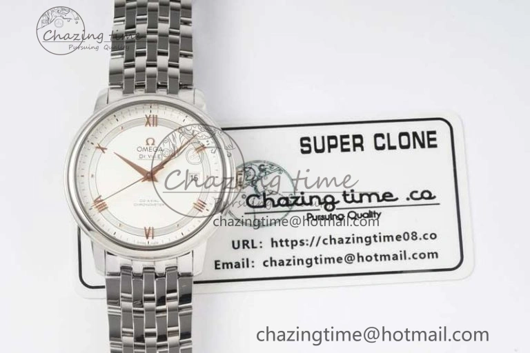 De Ville SS DIWF 1:1 Best Edition White Dial RG Markers on SS Bracelet MIYOTA 9015