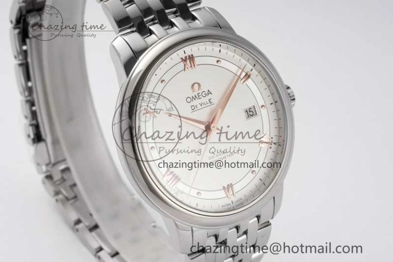 De Ville SS DIWF 1:1 Best Edition White Dial RG Markers on SS Bracelet MIYOTA 9015