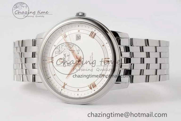 De Ville SS DIWF 1:1 Best Edition White Dial RG Markers on SS Bracelet MIYOTA 9015