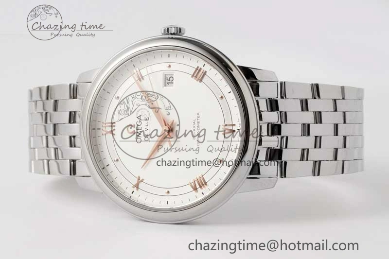 De Ville SS DIWF 1:1 Best Edition White Dial RG Markers on SS Bracelet MIYOTA 9015