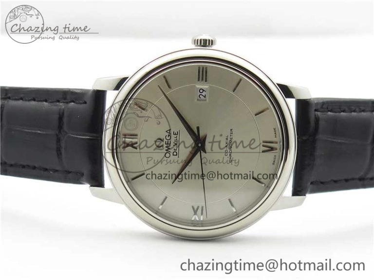 De Ville SS KZF 1:1 Best Edition White Dial on Black Leather Strap MIYOTA 9015