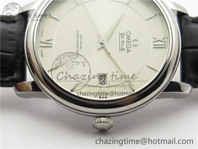 De Ville SS KZF 1:1 Best Edition White Dial on Black Leather Strap MIYOTA 9015