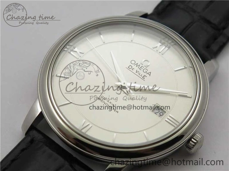 De Ville SS KZF 1:1 Best Edition White Dial on Black Leather Strap MIYOTA 9015