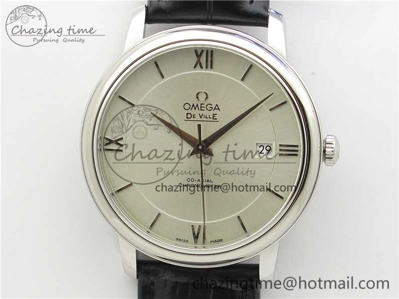 De Ville SS KZF 1:1 Best Edition White Dial on Black Leather Strap MIYOTA 9015