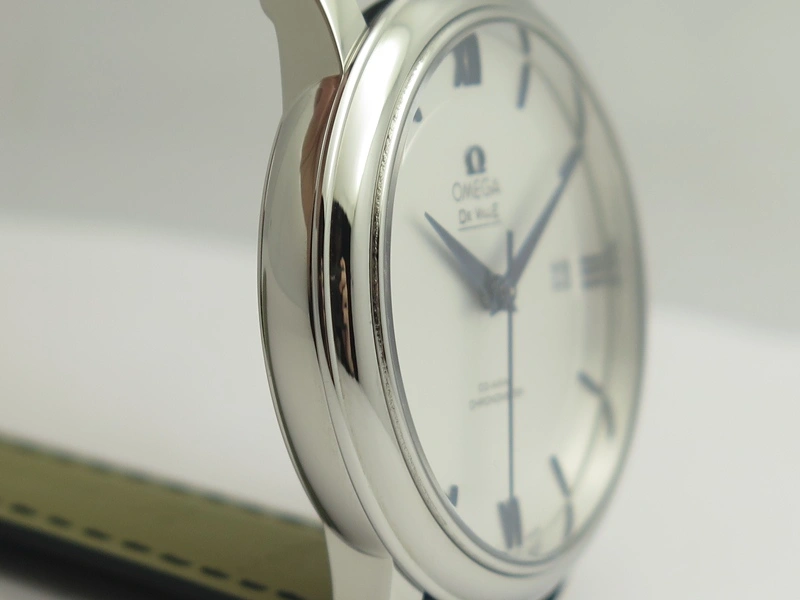 De Ville SS MK 1:1 Best Edition Silver Dial Blue Markers On Leather Strap Miyota 9015 V2