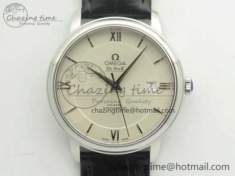 De Ville SS MK 1:1 Best Edition White Dial SS Markers On Leather Strap Miyota 9015 V2