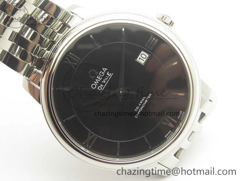 De Ville SS RXW 1:1 Best Edition Black Dial on SS Bracelet A2892 (Free Leather Strap)