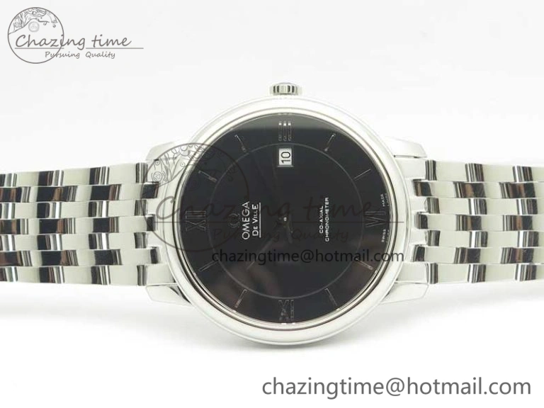 De Ville SS RXW 1:1 Best Edition Black Dial on SS Bracelet A2892 (Free Leather Strap)