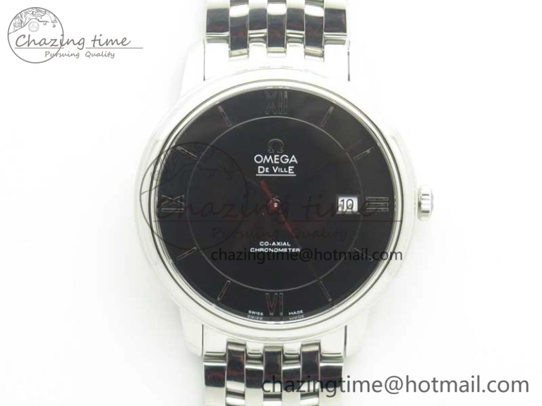 De Ville SS RXW 1:1 Best Edition Black Dial on SS Bracelet A2892 (Free Leather Strap)
