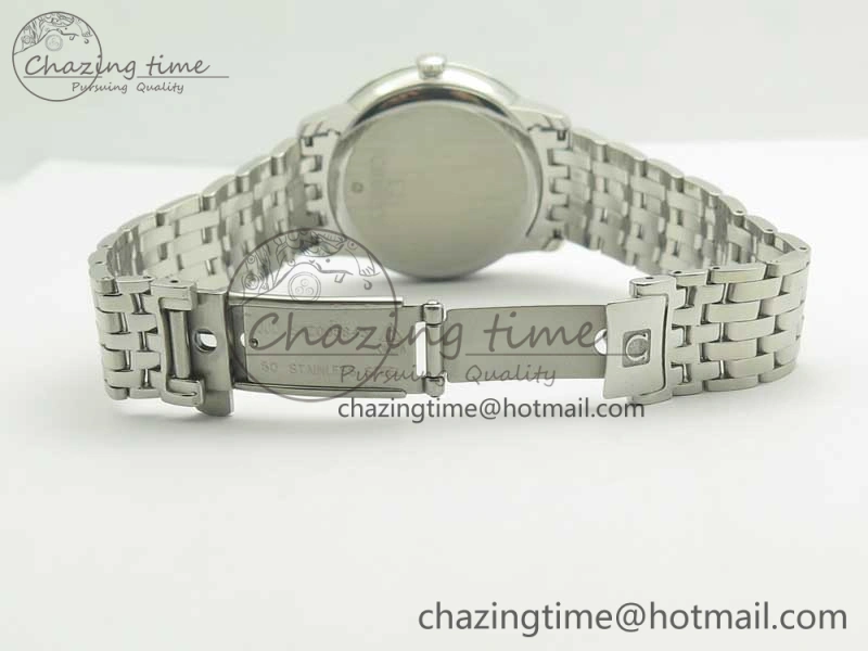 De Ville SS RXW 1:1 Best Edition White Dial Blue Markers on SS Bracelet A2892 (Free Leather Strap)