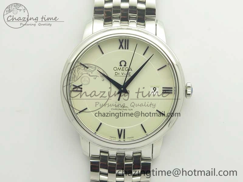 De Ville SS RXW 1:1 Best Edition White Dial Blue Markers on SS Bracelet A2892 (Free Leather Strap)