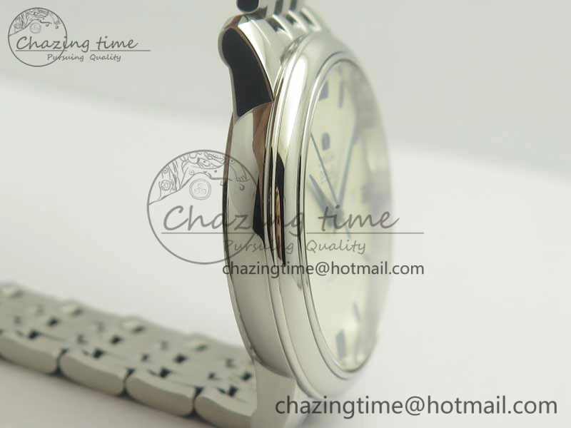 De Ville SS RXW 1:1 Best Edition White Dial Blue Markers on SS Bracelet A2892 (Free Leather Strap)