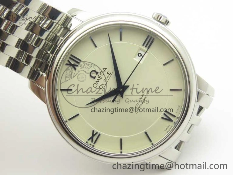 De Ville SS RXW 1:1 Best Edition White Dial Blue Markers on SS Bracelet A2892 (Free Leather Strap)