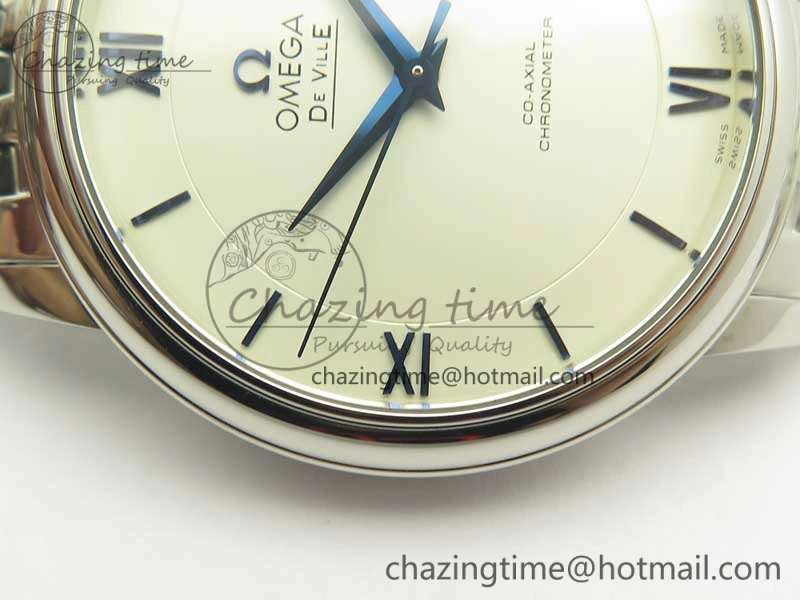 De Ville SS RXW 1:1 Best Edition White Dial Blue Markers on SS Bracelet A2892 (Free Leather Strap)