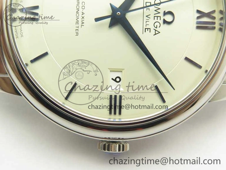 De Ville SS RXW 1:1 Best Edition White Dial Blue Markers on SS Bracelet A2892 (Free Leather Strap)