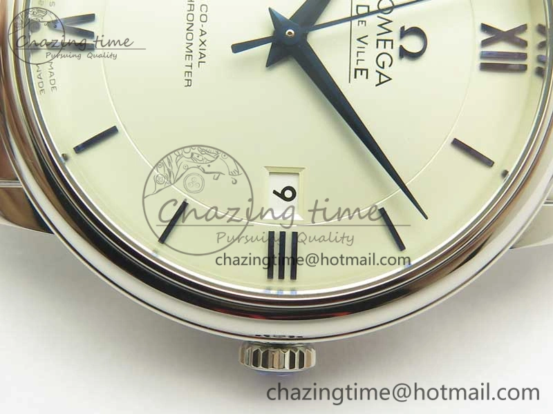 De Ville SS RXW 1:1 Best Edition White Dial Blue Markers on SS Bracelet A2892 (Free Leather Strap)