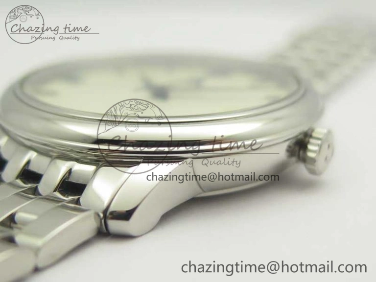 De Ville SS RXW 1:1 Best Edition White Dial Blue Markers on SS Bracelet A2892 (Free Leather Strap)