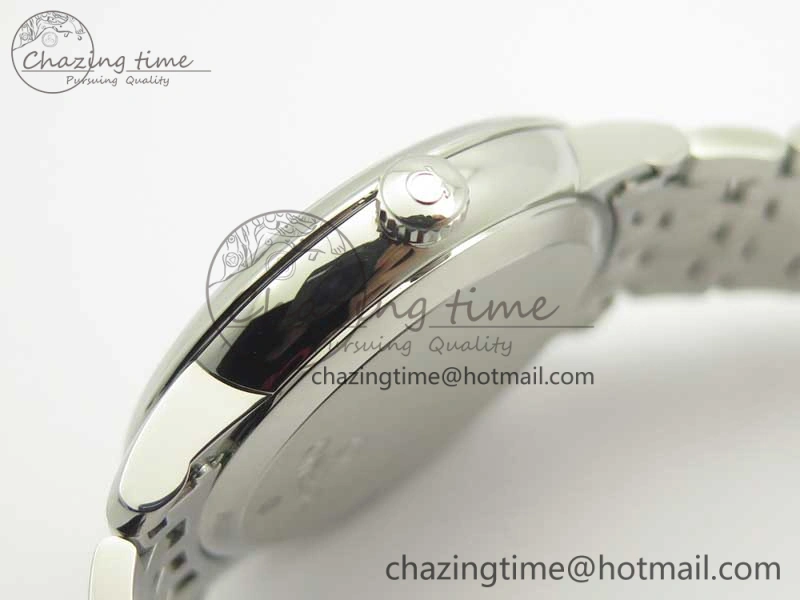 De Ville SS RXW 1:1 Best Edition White Dial Blue Markers on SS Bracelet A2892 (Free Leather Strap)