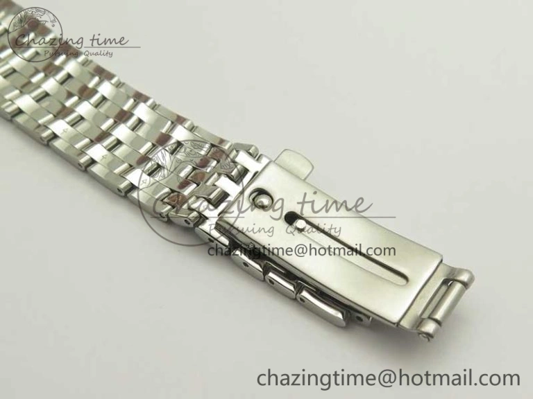 De Ville SS RXW 1:1 Best Edition White Dial Blue Markers on SS Bracelet A2892 (Free Leather Strap)