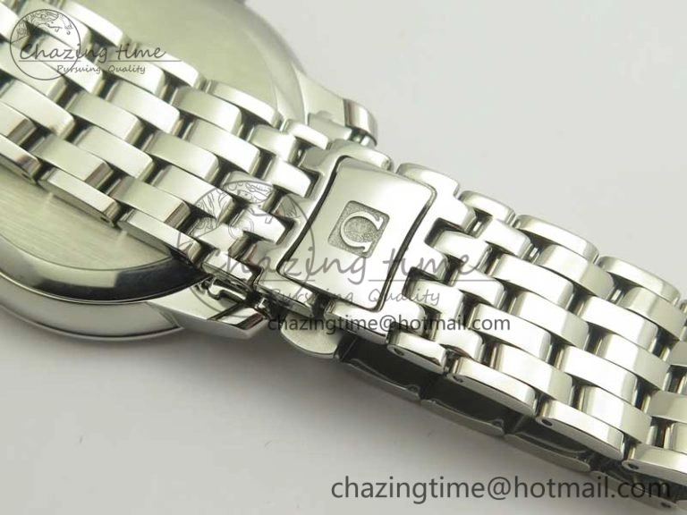De Ville SS RXW 1:1 Best Edition White Dial Blue Markers on SS Bracelet A2892 (Free Leather Strap)