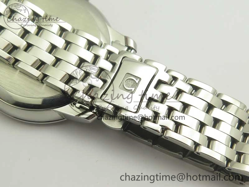 De Ville SS RXW 1:1 Best Edition White Dial Blue Markers on SS Bracelet A2892 (Free Leather Strap)