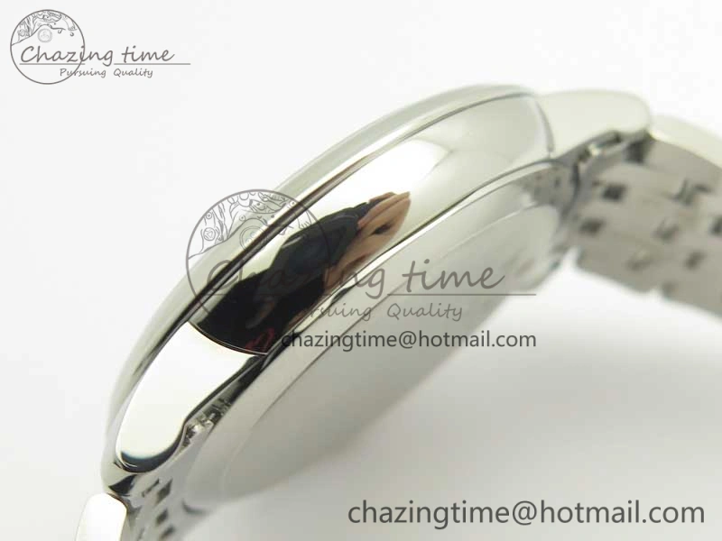 De Ville SS RXW 1:1 Best Edition White Dial Blue Markers on SS Bracelet A2892 (Free Leather Strap)