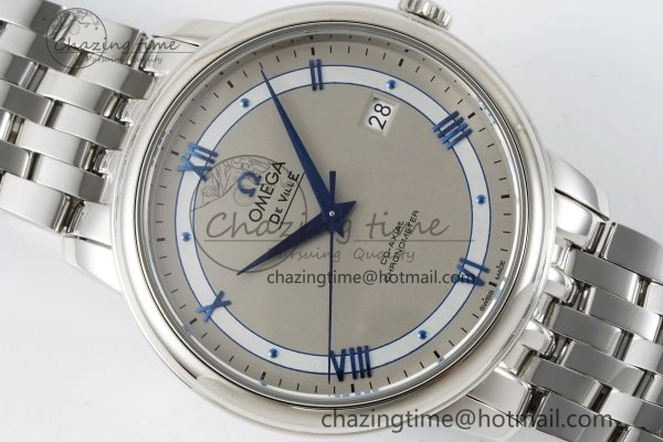 De Ville SS TWF 1:1 Best Edition Gray Dial Blue Markers on SS Bracelet MIYOTA 9015