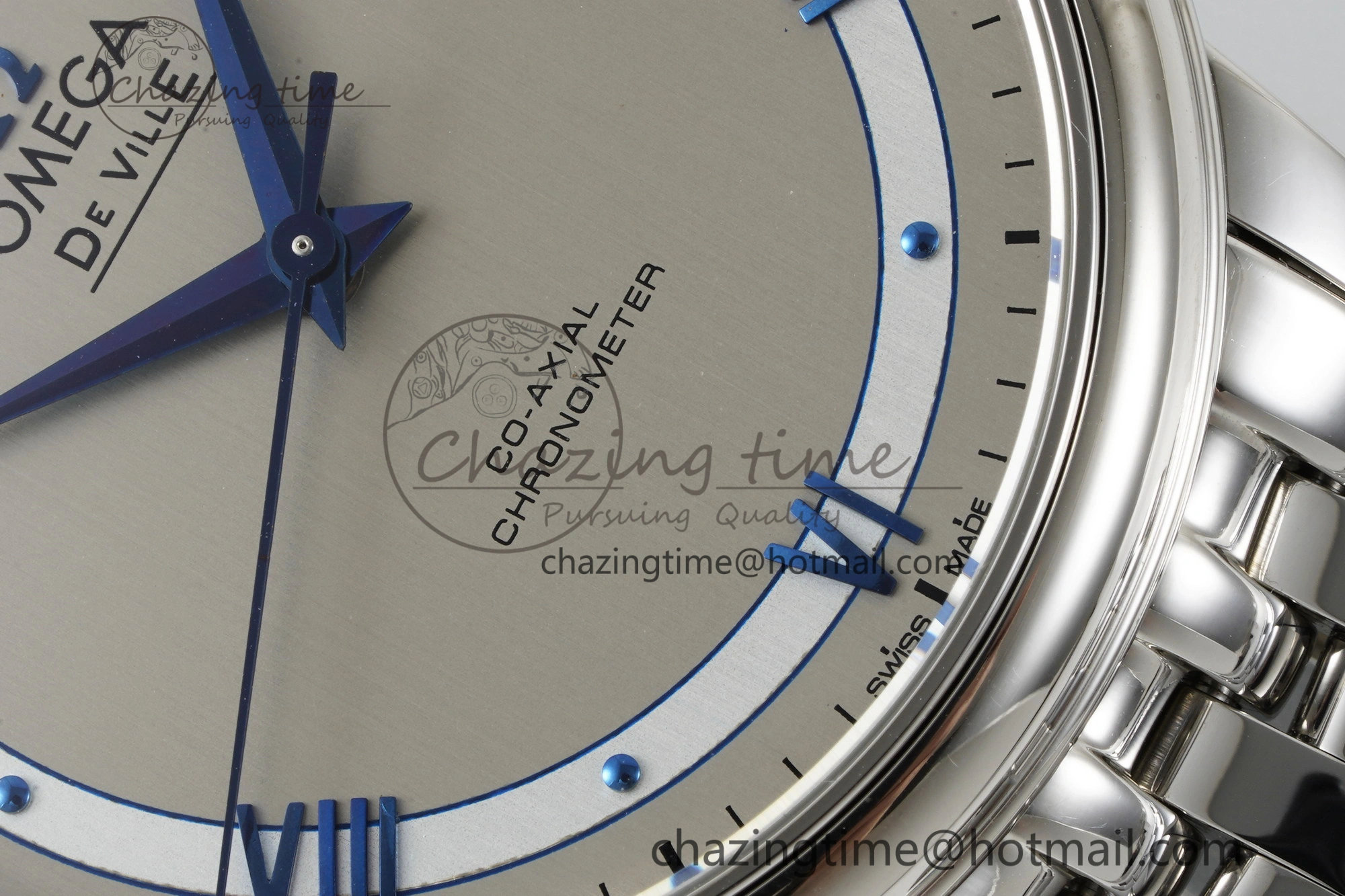 De Ville SS TWF 1:1 Best Edition Gray Dial Blue Markers on SS Bracelet MIYOTA 9015