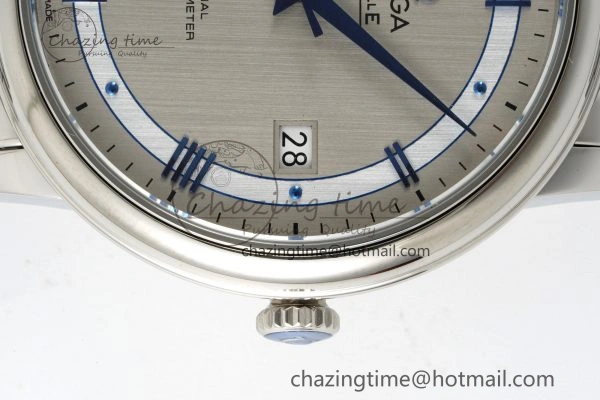 De Ville SS TWF 1:1 Best Edition Gray Dial Blue Markers on SS Bracelet MIYOTA 9015