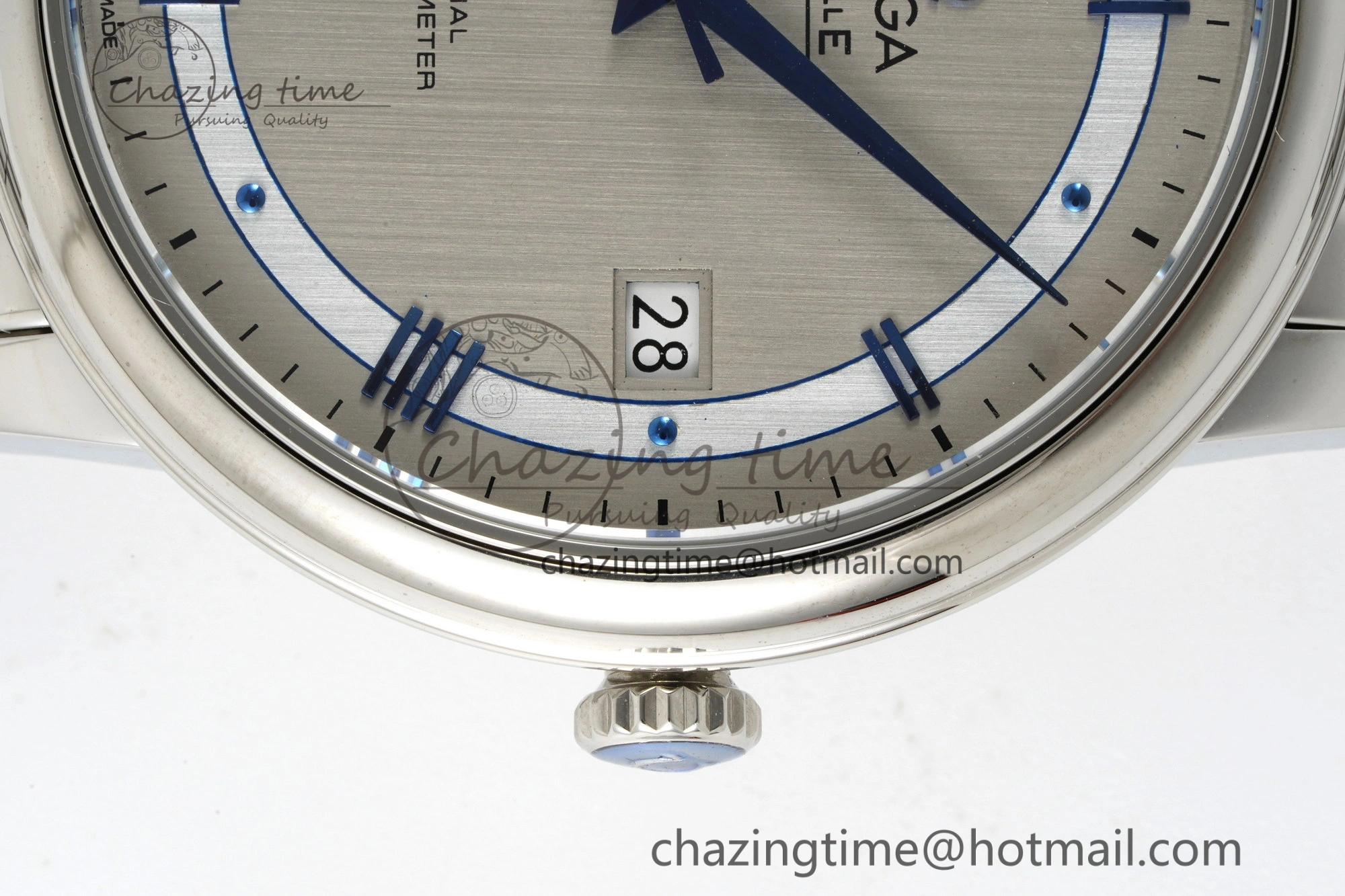 De Ville SS TWF 1:1 Best Edition Gray Dial Blue Markers on SS Bracelet MIYOTA 9015