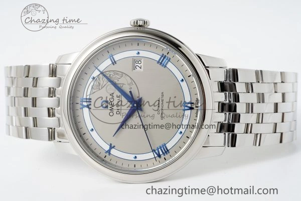 De Ville SS TWF 1:1 Best Edition Gray Dial Blue Markers on SS Bracelet MIYOTA 9015