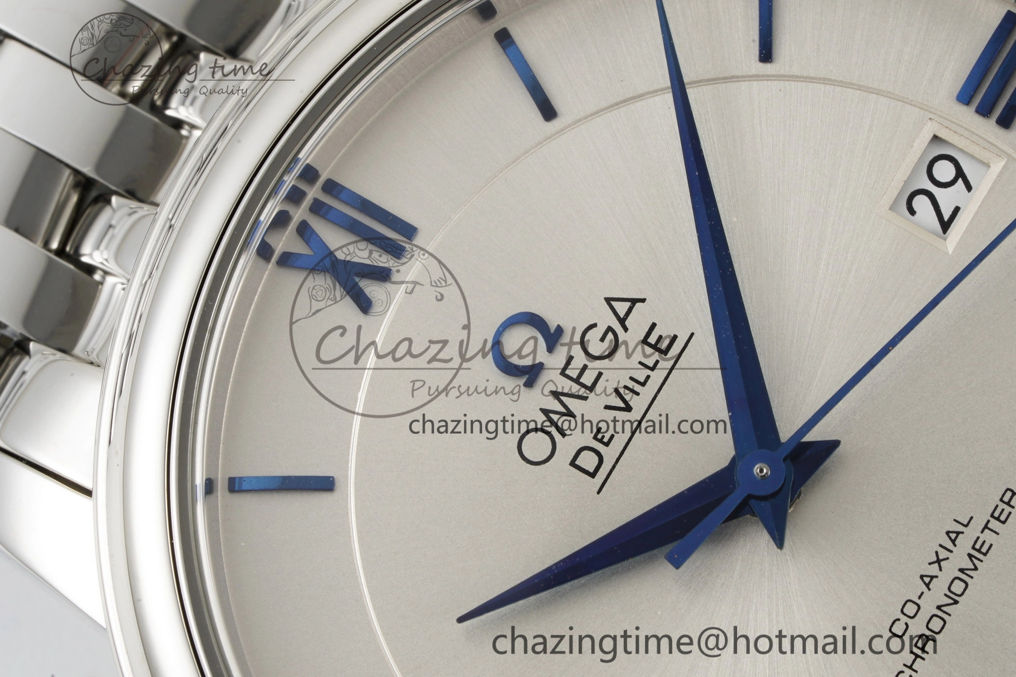 De Ville SS TWF 1:1 Best Edition White Dial Blue Markers on SS Bracelet MIYOTA 9015