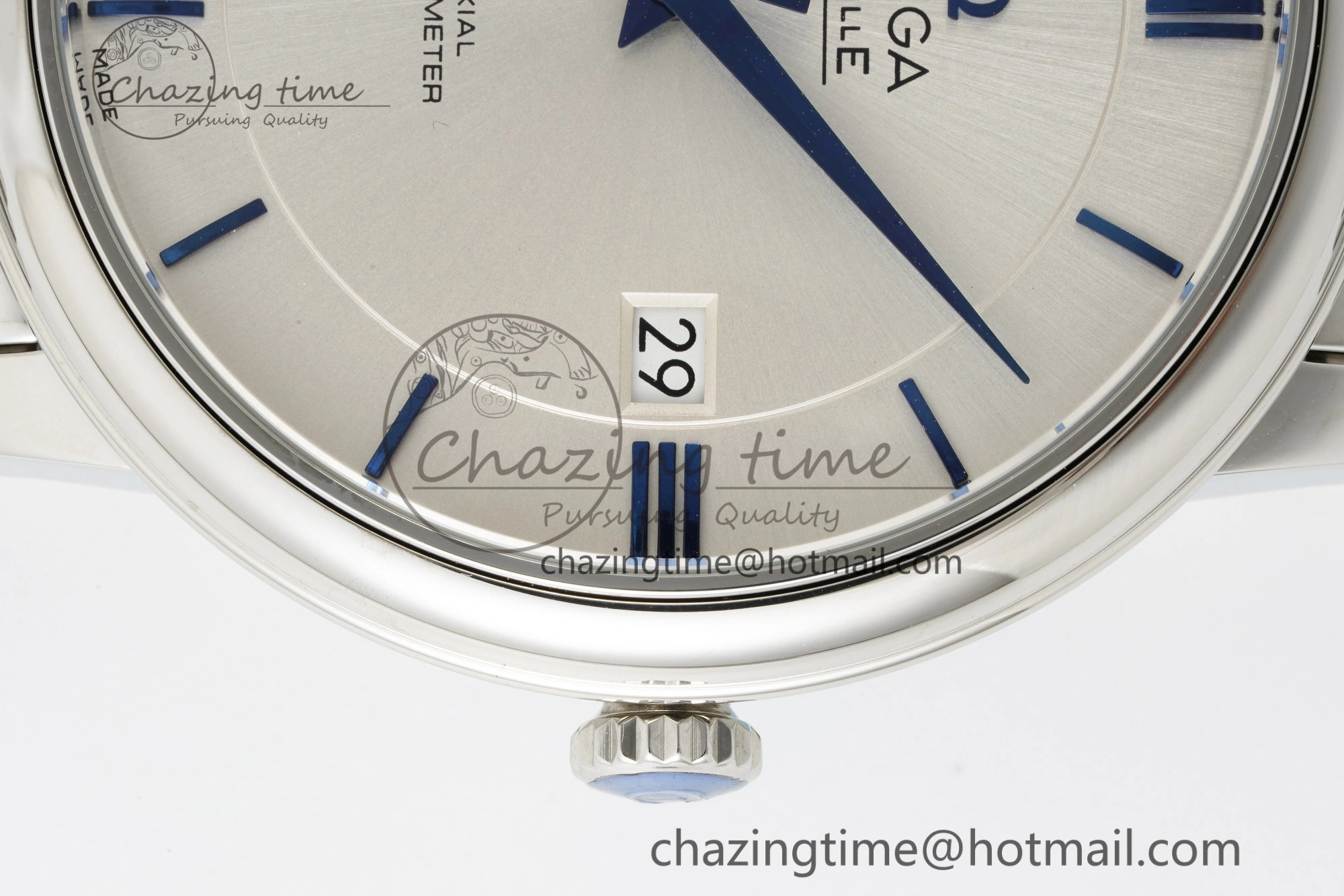De Ville SS TWF 1:1 Best Edition White Dial Blue Markers on SS Bracelet MIYOTA 9015