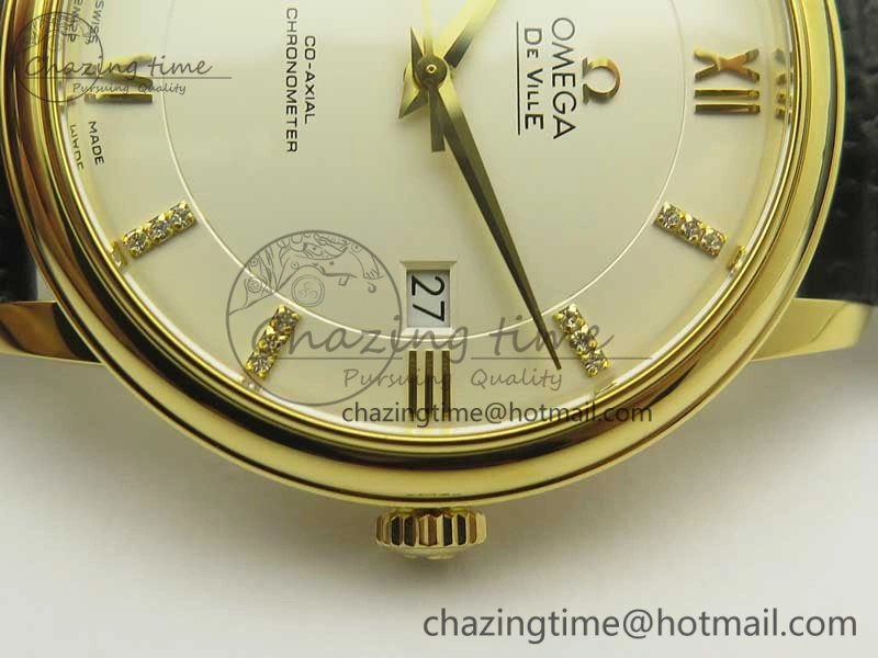 De Ville YG MKF 1:1 Best Edition Silver Dial Diamonds Markers on Black Leather Strap MIYOTA 9015 V4