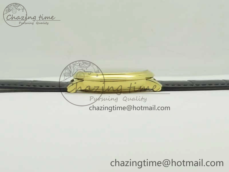 De Ville YG MKF 1:1 Best Edition Silver Dial Diamonds Markers on Black Leather Strap MIYOTA 9015 V4
