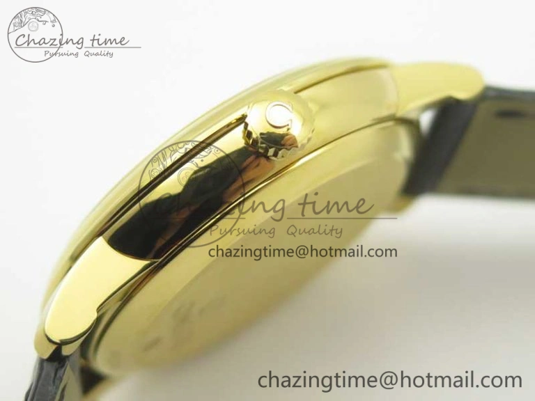 De Ville YG MKF 1:1 Best Edition Silver Dial Diamonds Markers on Black Leather Strap MIYOTA 9015 V4