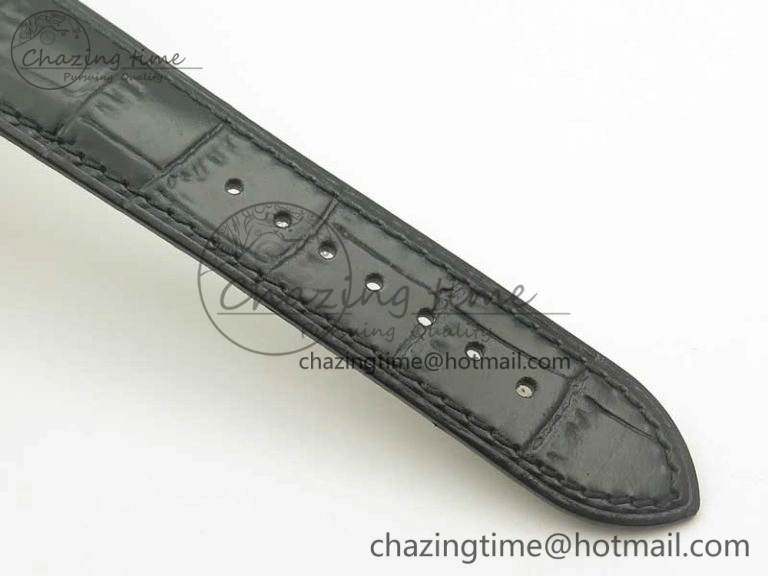 De Ville YG MKF 1:1 Best Edition Silver Dial Diamonds Markers on Black Leather Strap MIYOTA 9015 V4